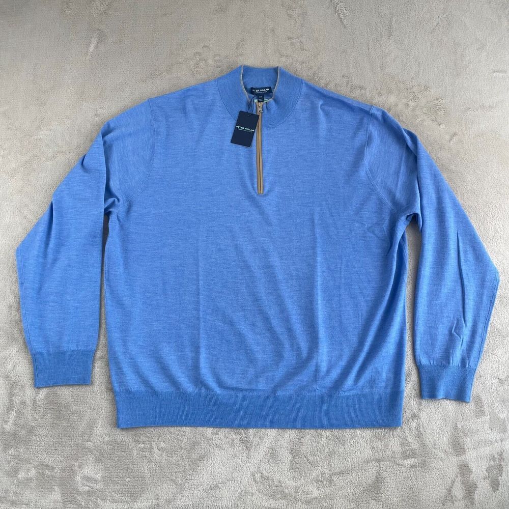 Peter Millar Crown Excursionist Flex Quarter-Zip Sweater Men 2XL Blue NWT $350